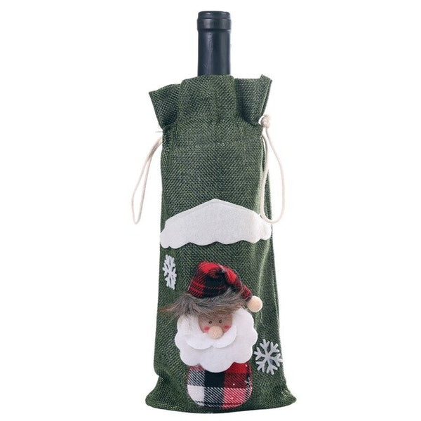 Drawstring Decorative Wine Bottle Cover Bags navidad Christmas Holiday Dining Table Home Party Decoration Santa Claus/Snowman