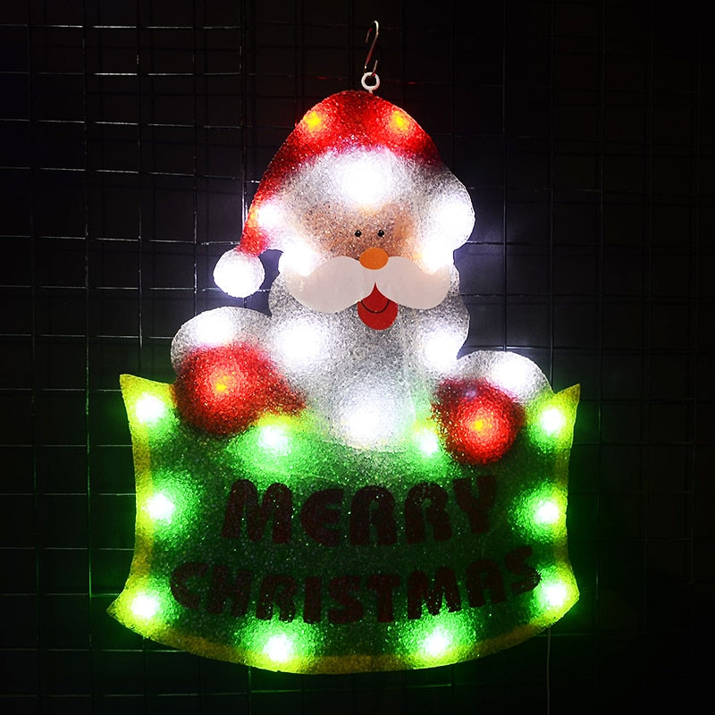 2D EVA Santa clause festival lights - 21 in. Tall navidad illuminated Cafe signboard hanging Bar Signage home wall decoration