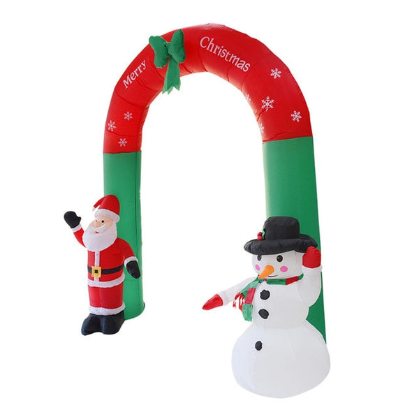 2.4M Giant Santa Claus Snowman Inflatable Arch Garden Yard Archway LED Light with Pump Christmas Halloween Props Party Blow Up