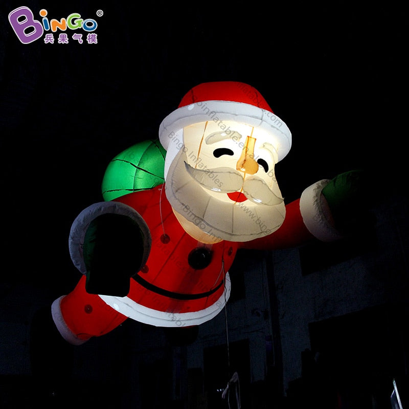2019 HOT SALES 5m inflatable suspended Santa Claus balloon air loading light LED climbing Santa model customized advert decorate