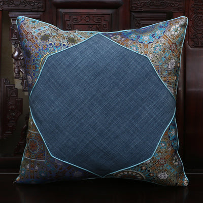 Creative Patchwork Square Pillow Case Linen Cushion Cover Christmas Decorative Pillows Cover High End Silk Brocade Cushion Case