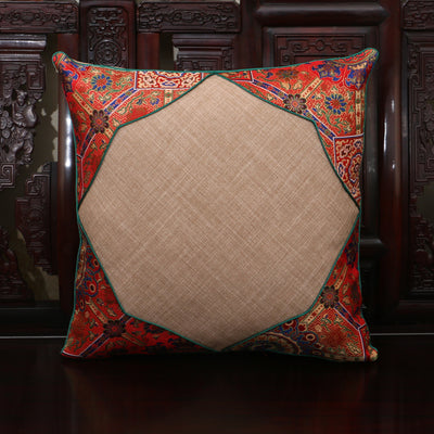 Creative Patchwork Square Pillow Case Linen Cushion Cover Christmas Decorative Pillows Cover High End Silk Brocade Cushion Case