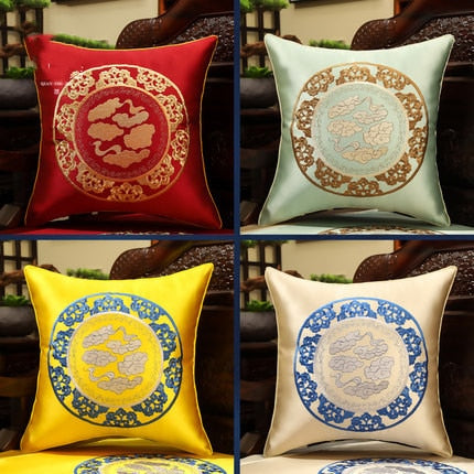 Luxury Embroidered Chinese Silk Cushion Cover Pillow Case Sofa Chair Christmas Home Decoration Classic Lumbar Pillow Covers