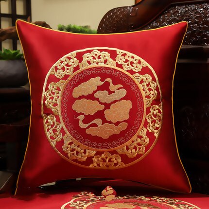 Luxury Embroidered Chinese Silk Cushion Cover Pillow Case Sofa Chair Christmas Home Decoration Classic Lumbar Pillow Covers