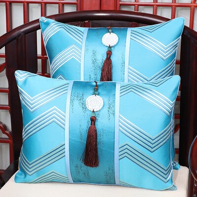 Luxury Tassel Clover Cypress Fabric Cover Cushion Pillow Case Christmas Home Decor Chinese style Lumbar Pillow Cover Sofa Chair