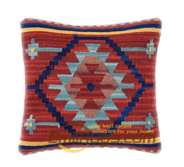 Wool Kilim Floral Pillow / Cushion Cover Handmade Woven Bed Head Cushions New Wool Woolen Needlepoint Christmas Round Cushion