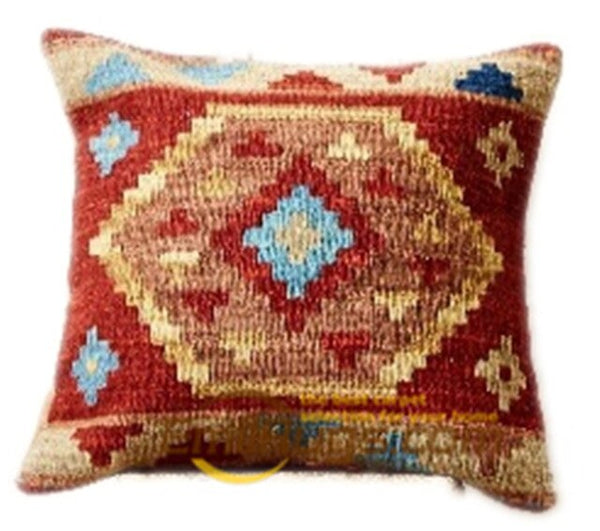 Wool Kilim Floral Pillow / Cushion Cover Handmade Woven Bed Head Cushions New Wool Woolen Needlepoint Christmas Round Cushion