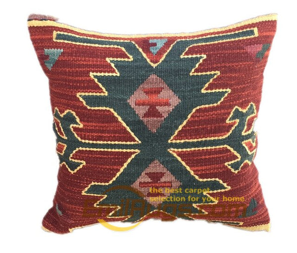 Wool Kilim Floral Pillow / Cushion Cover Handmade Woven Bed Head Cushions New Wool Woolen Needlepoint Christmas Round Cushion