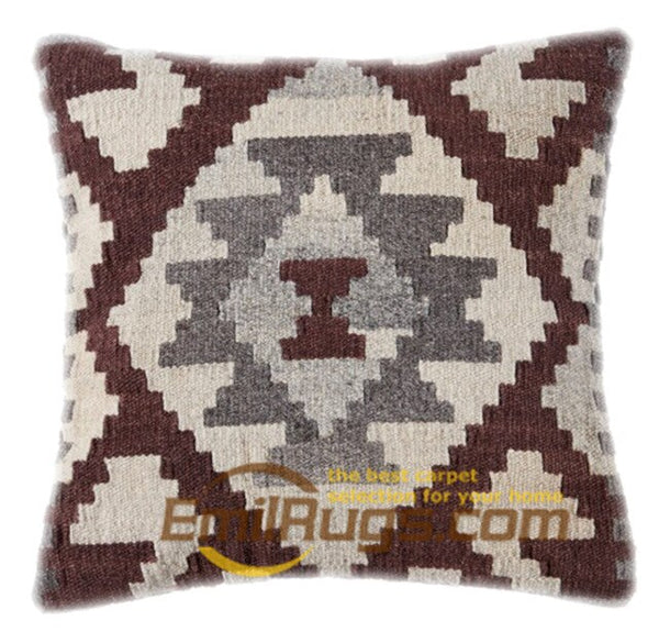 Wool Kilim Floral Pillow / Cushion Cover Handmade Woven Bed Head Cushions New Wool Woolen Needlepoint Christmas Round Cushion