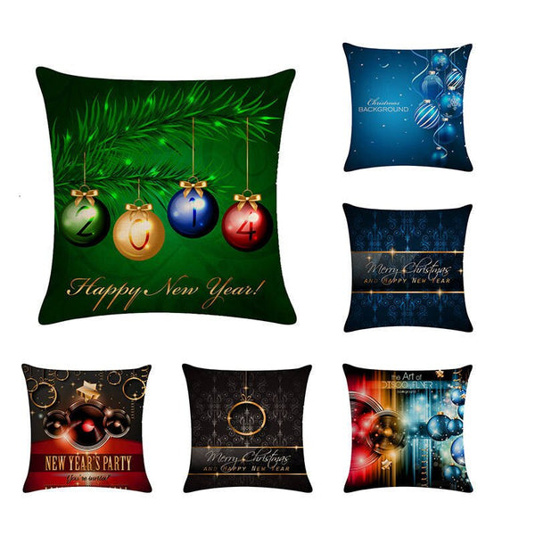 A pillow for Christmas decoration. A pillow for Christmas bell decoration covers a linen pillowcase on a sofa seat.