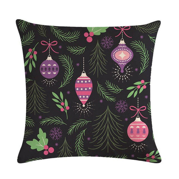 A pillow for Christmas decoration. A pillow for Christmas bell decoration covers a linen pillowcase on a sofa seat.