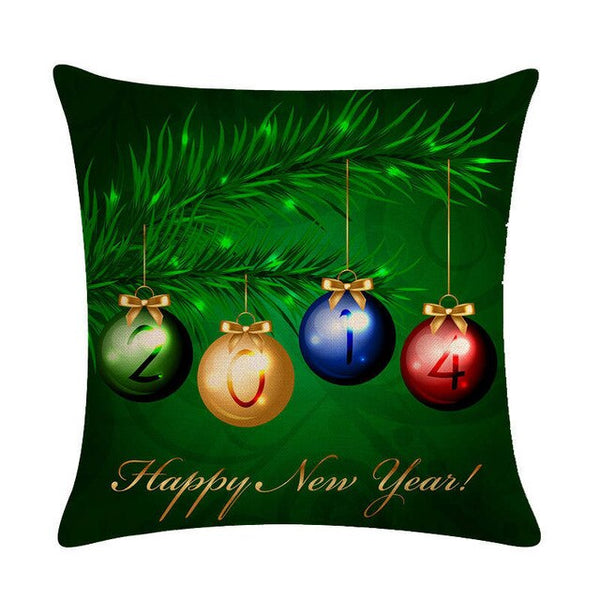 A pillow for Christmas decoration. A pillow for Christmas bell decoration covers a linen pillowcase on a sofa seat.