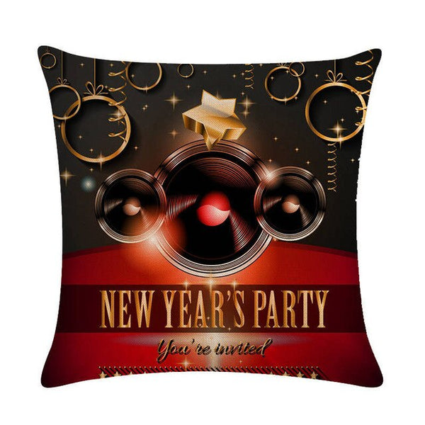 A pillow for Christmas decoration. A pillow for Christmas bell decoration covers a linen pillowcase on a sofa seat.