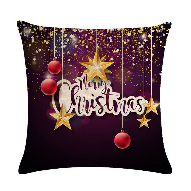 A pillow for Christmas decoration. A pillow for Christmas bell decoration covers a linen pillowcase on a sofa seat.