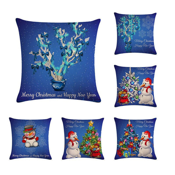 five centimeters pillow cover Christmas white Snowman linen knife pillow cover Christmas Happy New Year gift pillow Caseh 718