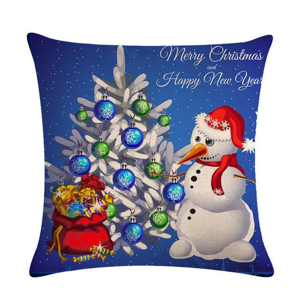 five centimeters pillow cover Christmas white Snowman linen knife pillow cover Christmas Happy New Year gift pillow Caseh 718