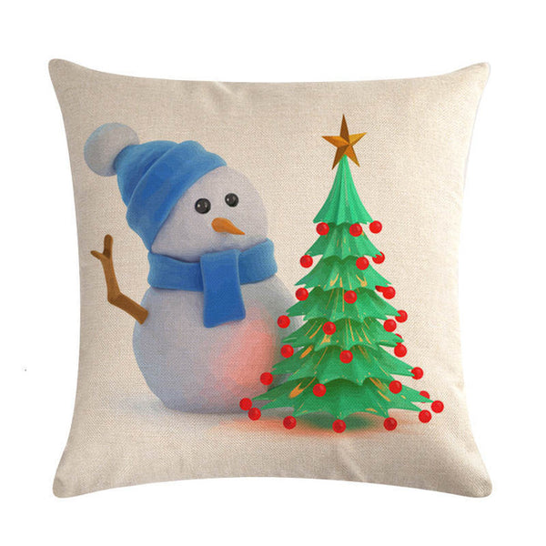 Cotton Line Pillow Case Christmas Snowman Printing Dyeing Bed Home Decor Cushion Cover Christmas Decor Pillowcases ZY758