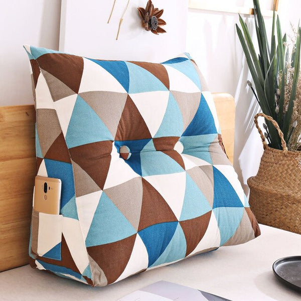 Simple Bed Cushion Triangle Single Household Sofa Canvas Back Cushion Soft Bag Bed Pillow Back  Christmas Cushion Covers 50C032