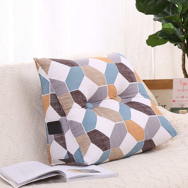 Simple Bed Cushion Triangle Single Household Sofa Canvas Back Cushion Soft Bag Bed Pillow Back  Christmas Cushion Covers 50C032