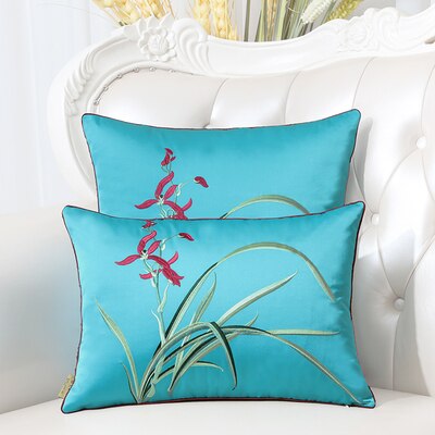 New Embroidery Flower Birds Orchid Ethnic Cover Pillow Cushion Case Christmas Home Decor Chinese Sofa Chair Lumbar Pillow Cover