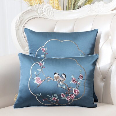 New Embroidery Flower Birds Orchid Ethnic Cover Pillow Cushion Case Christmas Home Decor Chinese Sofa Chair Lumbar Pillow Cover