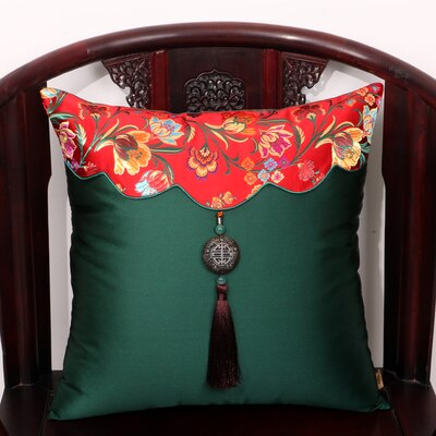 Luxury Jade Patchwork Natural Mulberry Silk Pillow Case Cushion Cover Christmas Sofa Chair Covers China Cushion Decor