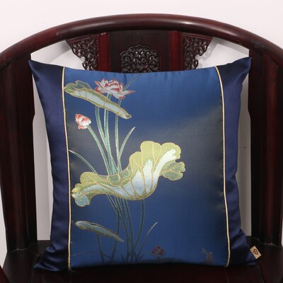 Classic Lotus Print Fabric Cover Cushion Merry Christmas Pillow Case Sofa Chair Cushion Case High End Pillow Cover Decorative