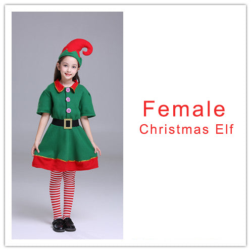 Christmas Elf Children Adult Cute Cosplay Dress  Christmas Costume For Family Boys And Girls