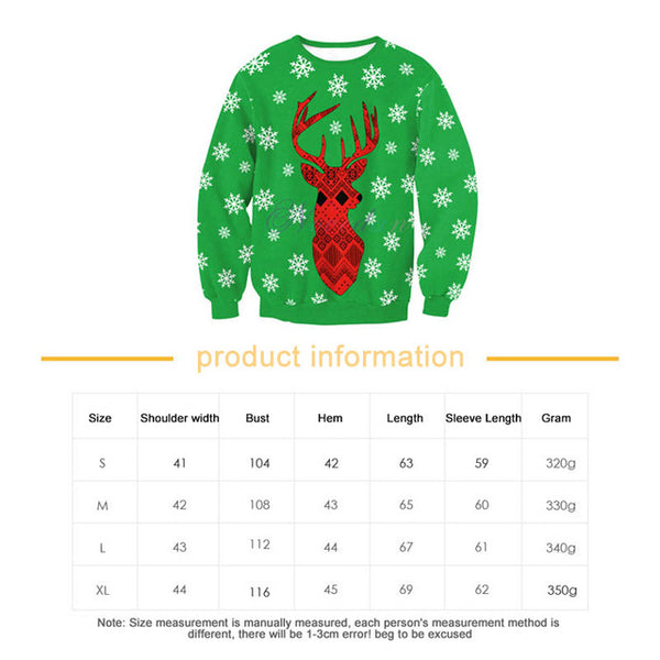 3D Printed Hoodie Sweatshirt Pullover Christmas Costume Gift for Women Men Family Christmas Sweater 2019