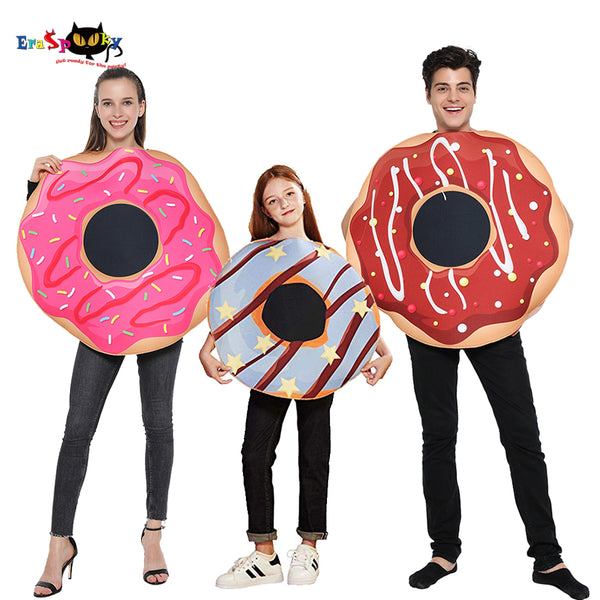 Eraspooky Sweet Donut Cosplay Funny Food Halloween Costume For Adult Women Christmas Doughnut Fancy Dress Kids Family Outfits