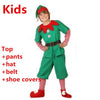 New Year Christmas Santa Claus Cosplay Costumes Green Elf Dress Hats Belt Kids Adults Family Costume Men Carnival Party Supplies