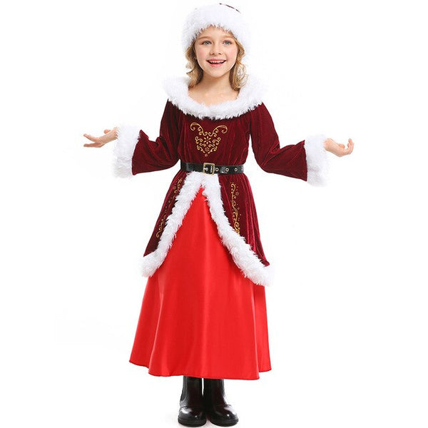 Red Christmas Cosplay Costumes Xmas Eve Costume Party Long Sleeve Family Group Role Play Carnival Festival Disfraz for Kid Woman