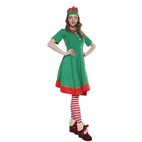 2019 Women Men Boy Girl Christmas Santa Claus Costume Kids Adults Four Family Green Elf Cosplay Costumes Carnival Party Set