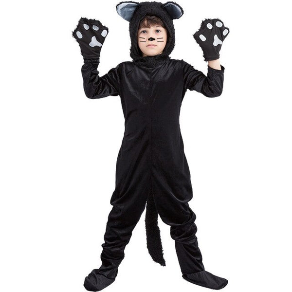 Family Costume Unisex adult Halloween Black cat Costume Cosplays Animal Winter jumpsuit pajamas Christmas Masquerade party dress