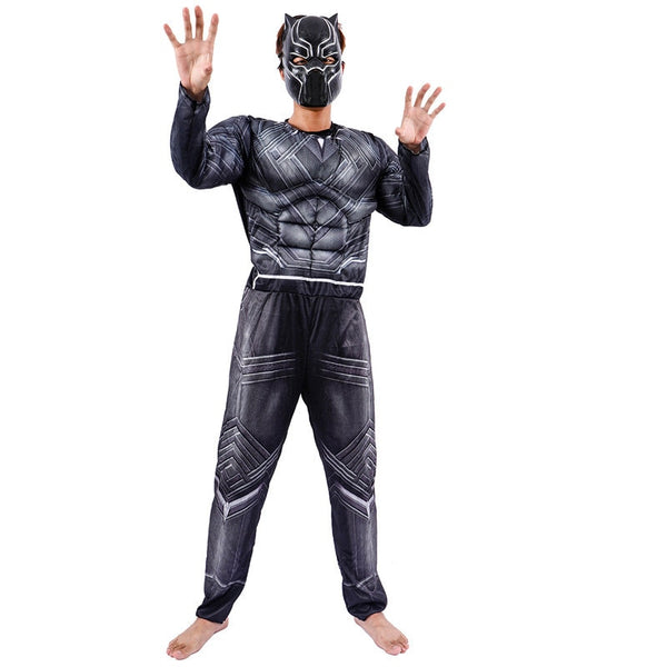 Adult Black Panther Cosplay Costume Avengerss Endgam Superhero Jumpsuit With Masks Boys and Father Christmas Family Matching Set