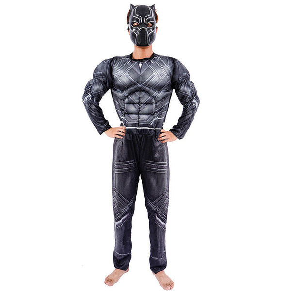 Adult Black Panther Cosplay Costume Avengerss Endgam Superhero Jumpsuit With Masks Boys and Father Christmas Family Matching Set