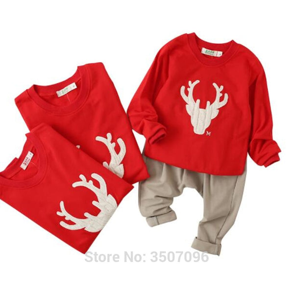 Family Matching Clothes Christmas Hoodie For Women Man Boy Girl Reindeer Shirts Lover Couple Tops Children Casual Costume 2018