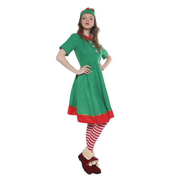 2019 Merry Christmas Elf Costume Dress Adult Santa Claus Cosplay Dress Family Matching Clothes Kids New Year Party Outfit