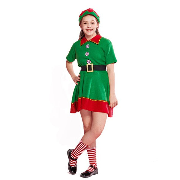 2019 Merry Christmas Elf Costume Dress Adult Santa Claus Cosplay Dress Family Matching Clothes Kids New Year Party Outfit