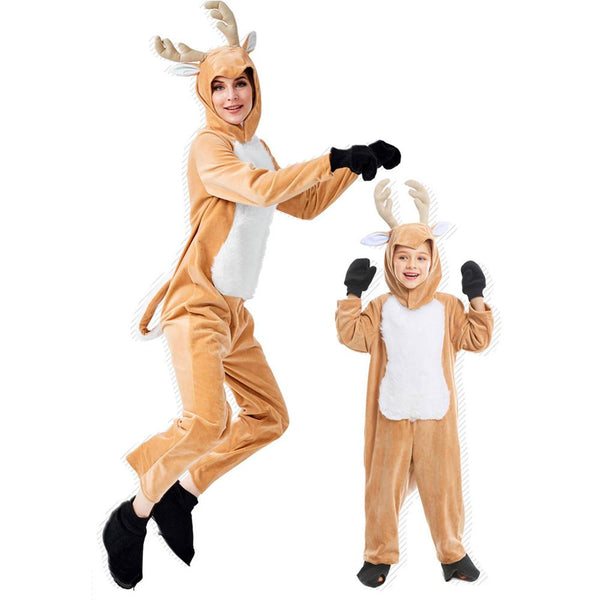 Free Shippings Christmas Halloween Adult Children Elk Animals cosplay Dress Up Shows Family Fun Christmas Elk Cosplay Costumes