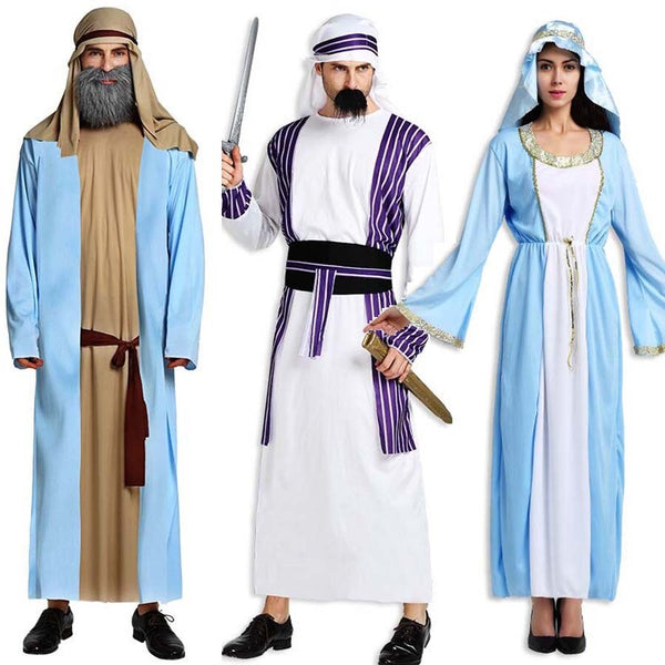 Women Men Arab Prince Princess Cosplay Robe Costume Adults Family Performance Costumes Party Dress Role Play Purim Christmas