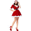 Red Velvet Santa Claus Costume Women Sexy Christmas Dress Female Hoodie New Year Party Family Fancy Dress Christmas Party Dress