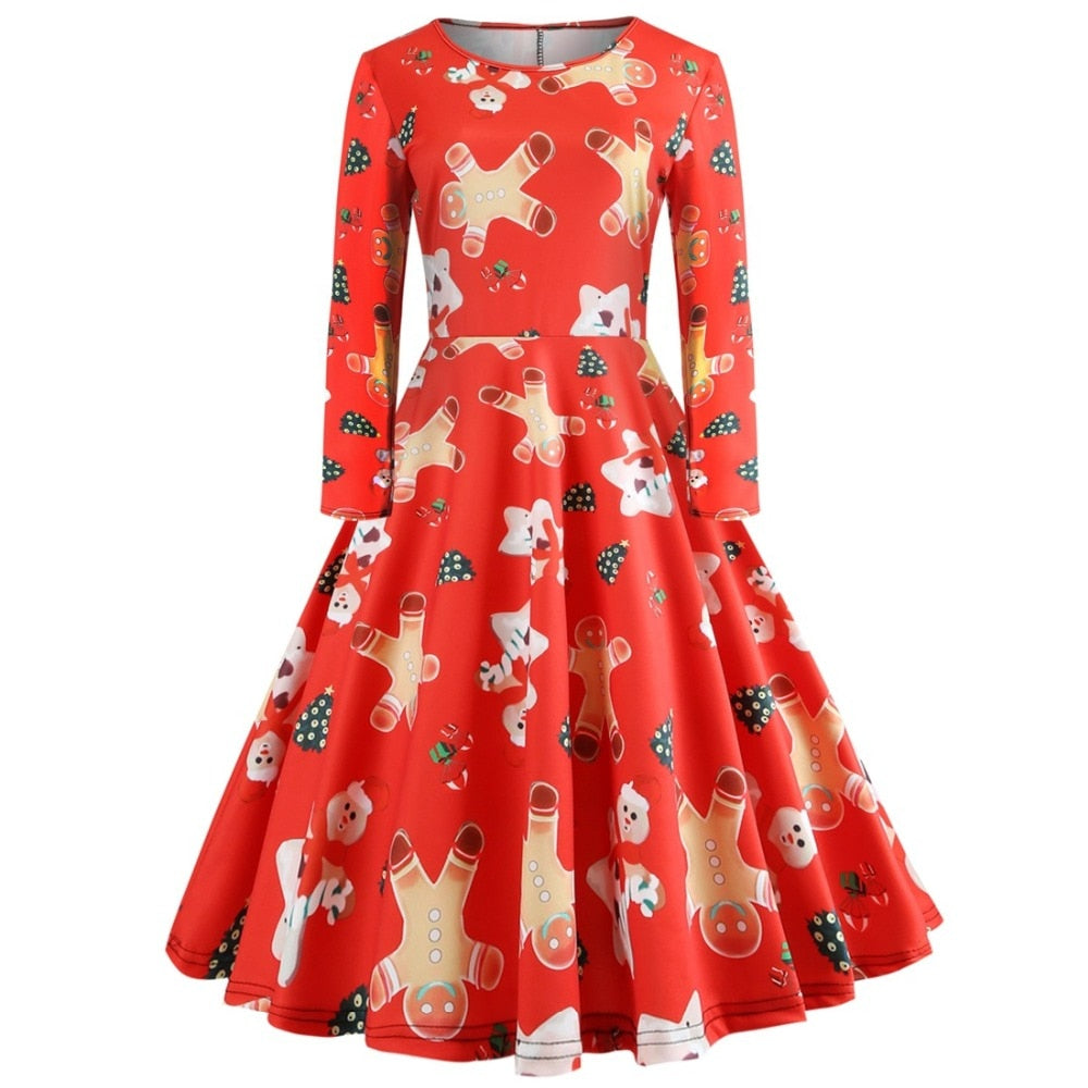 New Year Festival family matching Dress Cute Christmas Tree Snowman costumes Dress Santa Claus Women Dress