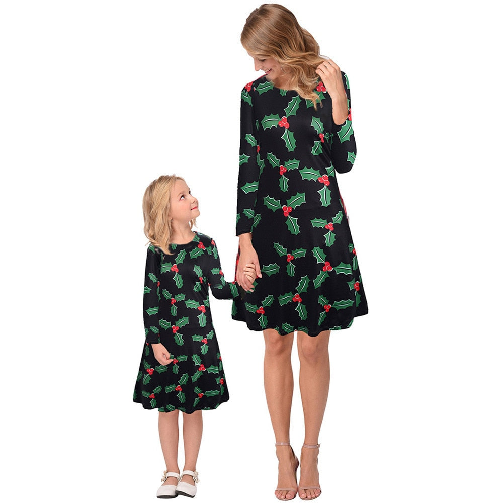 Mother Daughter Christmas Dresses Women Girls Party Dresses costumes Mommy And Me Clothing Family Matching Clothes Vestidos
