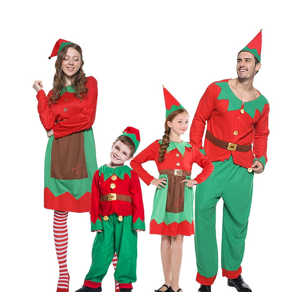 Christmas Elf Cosplay Kids Santa Claus Costume Adult Family Matching Clothes New Year Carnival Group Fancy Dress