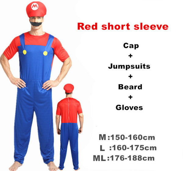 Adult Halloween Super Mario Cosplay Costumes Children family Funy Luigi Bros Plumber Purim Costume Fancy Dress Christmas party