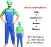 Adult Halloween Super Mario Cosplay Costumes Children family Funy Luigi Bros Plumber Purim Costume Fancy Dress Christmas party