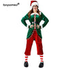 Adult Couples Family Mr & Mrs Christmas Santa Elf Costume 6 Pcs Suit New Year X-Mas Fleece Clothes For Men & Women Plus Size