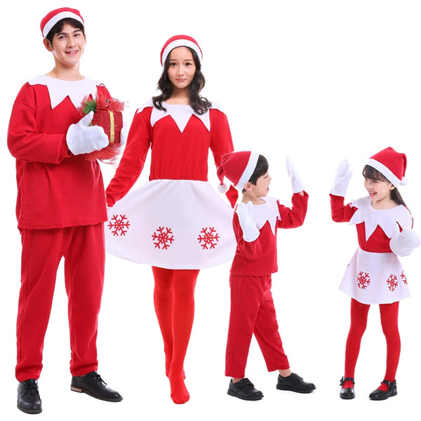 Lady/Women, Men, Girls, Boys Christmas Elf Costume Christmas Family Costume