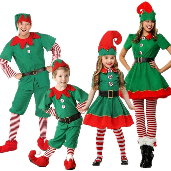 2019 Women Men Boy Girl Christmas Santa Claus Costume Kids Adult Family Matching Elf Cosplay Costumes Carnival Xmas Party Dress